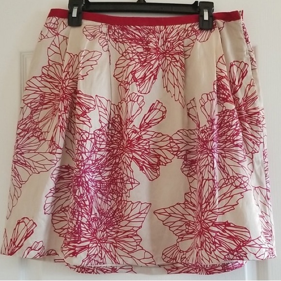 GAP Dresses & Skirts - Gap NWT Silk Cotton Floral Lined Skirt Dark Red Holidays Christmas